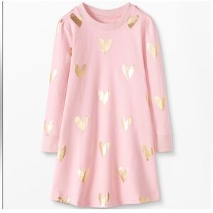 Hanna Anderson Foil Printed Heart sweatshirt dress size 5 organic cotton